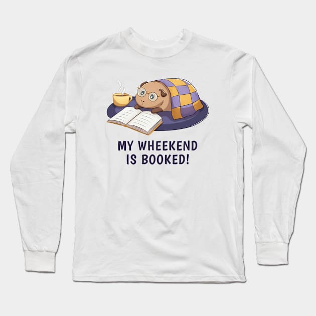 Reading Guinea Pig With Funny Text Long Sleeve T-Shirt by Meowrye